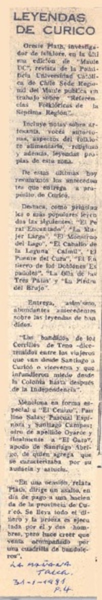 Leyendas de Curicó.