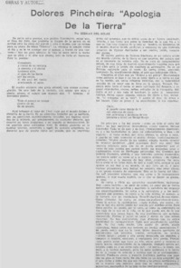 Dolores Pincheira, Apología de la tierra