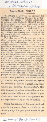 Oreste Plath. Chiloé