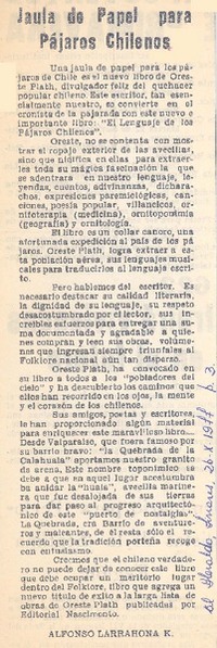 Jaula de papel para pájaros chilenos
