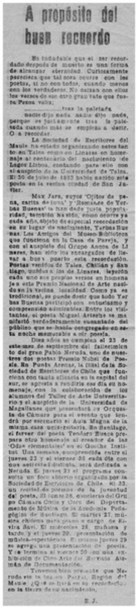 A propósito del buen recuerdo