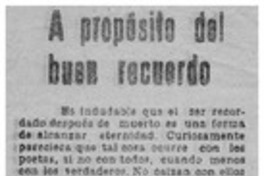 A propósito del buen recuerdo