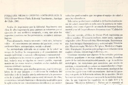 Folklore médico chileno (antropología y salud)