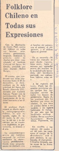 Folklore chileno en todas sus expresiones.