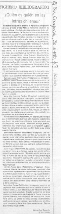 ¿Quién es quién en las letras chilenas?