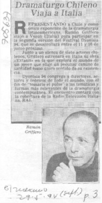 Dramaturgo chileno viaja a Italia.