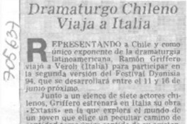 Dramaturgo chileno viaja a Italia.