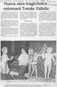 Nueva obra tragicómica estrenará Tomás Vidiella.