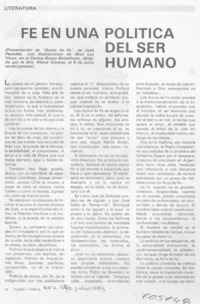 Fe en una política del ser humano