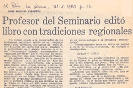 Profesor del seminario editó libro con tradiciones regionales.