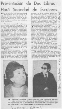 Presentación de dos libros hará sociedad de escritores.