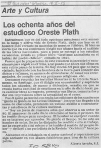 Los ochenta años del estudioso Oreste Plath