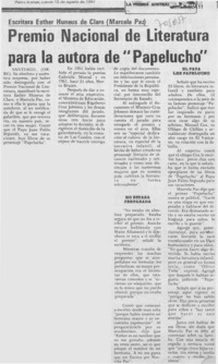 Premio Nacional de Literatura para la autora de "Papelucho".