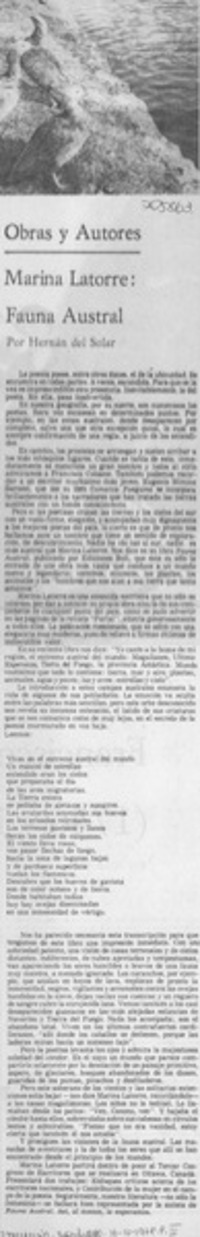 Marina Latorre: Fauna austral