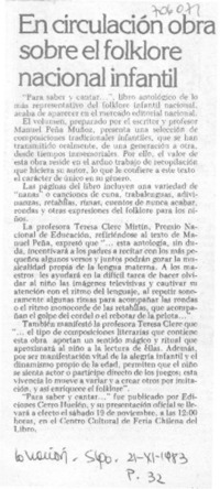 En circulación obra sobre el foklore nacional infantil.