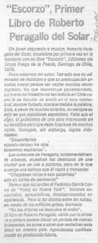 Escorzo", primer libro de Roberto Peragallo del Solar.