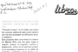 Manuel Peña: un nuevo escritor chileno de talento.