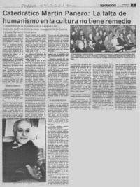 Catedrático Martín Panero, la falta de humanismo en la cultura no tiene remedio: [entrevista]