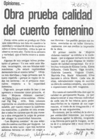 Obra prueba calidad del cuento femenino
