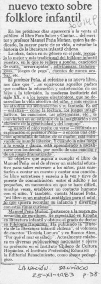 Nuevo texto sobre folklore infantil.