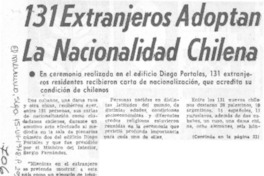 131 extranjeros adoptan la nacionalidad chilena.