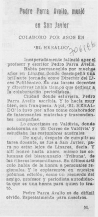 Pedro Parra Avello, murió en San Javier