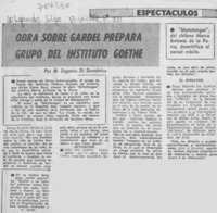 Obra sobre Gardel prepara grupo de Instituto Goethe