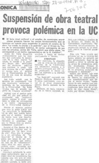 Suspensión de obra teatral provoca polémica en la UC.
