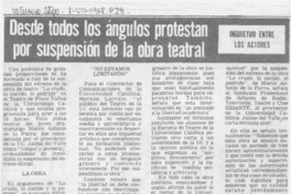 Desde todos lo ángulos protestan por suspensión de la obra teatral.