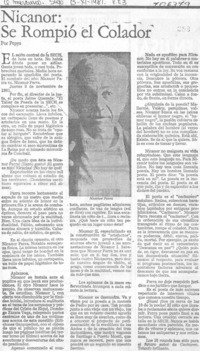 Nicanor, se rompió el colador