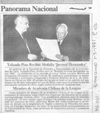 Yolando Pino recibió medalla "Juvenal Hernández".