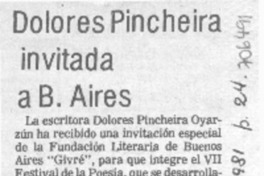 Dolores Pincheira invitada a B. Aires.