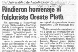 Rindieron homenaje al folclorista Oreste Plath.