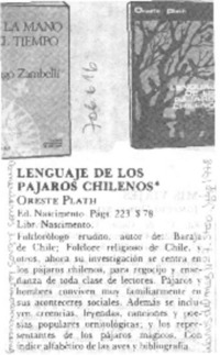 Lenguaje de los pájaros chilenos.