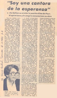 Soy una cantora de la esperanza".