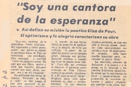 Soy una cantora de la esperanza".