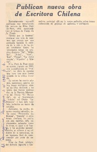 Publican nueva obra de escritora chilena.