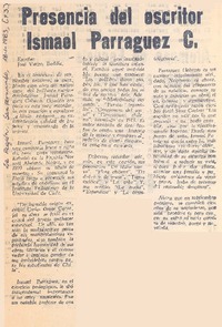 Presencia del escritor Ismael Parraguez C.