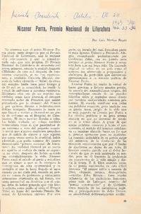 Nicanor Parra, Premio Nacional de Literatura