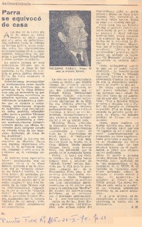 Parra se equivocó de casa