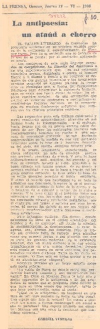 La antipoesía, un ataúd a chorro