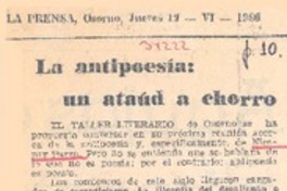 La antipoesía, un ataúd a chorro