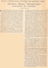 Salvador Reyes, "Peregrinajes literarios en Francia"