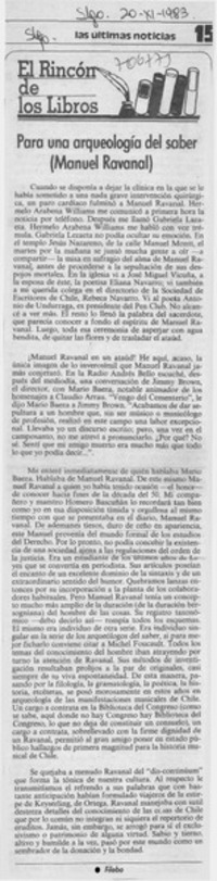 Para una arqueología del saber