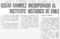 Oscar Ramírez incorporado al Instituto Histórico de Chile.