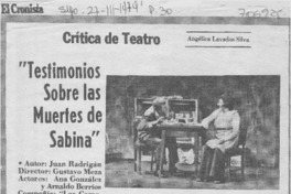 Testimonios sobre las muertes de Sabina