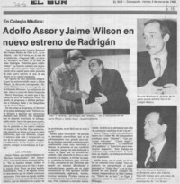 Adolfo Assor y Jaime Wilson en nuevo estreno de Radrigán.
