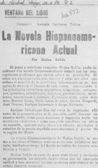 La novela hispanoamericana actual