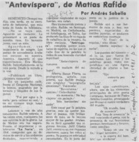 "Antevíspera", de Matías Rafide