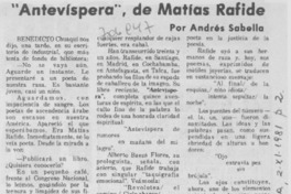 "Antevíspera", de Matías Rafide